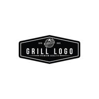 Barbecue grill logo design vintage retro style vector