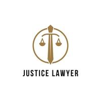 justice lawyer with sword logo design idea vector