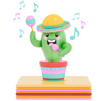 cinco de mayo , mignonne cactus avec bannière sur transparent Contexte , 3d le rendu png