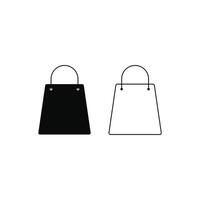 compras bolso icono vector diseño silueta y línea en blanco antecedentes