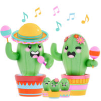 Cinco De Mayo , Cute Cactus with Banner on transparent background , 3D Rendering png