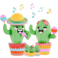 cinco de mayo , schattig cactus met banier Aan transparant achtergrond , 3d renderen png