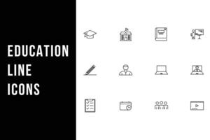 Education set collection of web icons in line vector