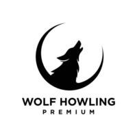 Wolf howling head logo icon design illustration vector