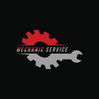 Mechanic service logo design with gear and wheel vector