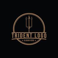 Trident poseidon logo design vintage retro vector