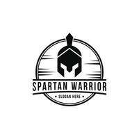 Spartan warrior helmet logo design vintage retro label vector