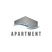 Building apartment property logo design creative idea with wave coast vector