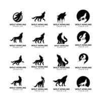 Wolf howling logo icon design illustration vector