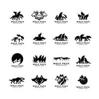 wolf pack logo icon design illustration vector