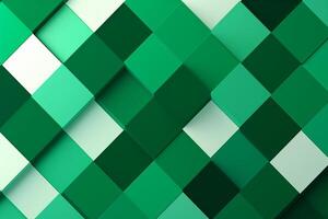 AI generated Abstract green and white geometric cubes background. AI generated. photo