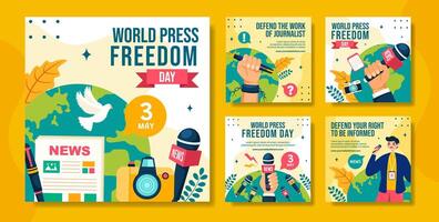 Press Freedom Day Social Media Post Flat Cartoon Hand Drawn Templates Background Illustration vector