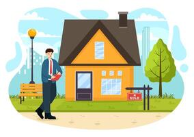 Land Broker Vector Illustration with Bridging Investors or Buyers and Sellers Agent for Buy, Rent and Sell Property in Flat Cartoon Background