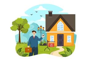 Land Broker Vector Illustration with Bridging Investors or Buyers and Sellers Agent for Buy, Rent and Sell Property in Flat Cartoon Background