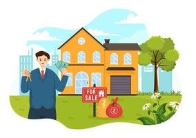 Land Broker Vector Illustration with Bridging Investors or Buyers and Sellers Agent for Buy, Rent and Sell Property in Flat Cartoon Background