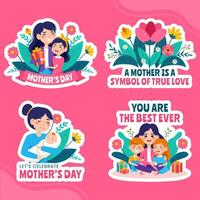 Mother Day Label Flat Cartoon Hand Drawn Templates Background Illustration vector