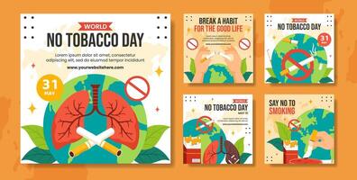 No Tobacco Day Social Media Post Flat Cartoon Hand Drawn Templates Background Illustration vector