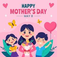 Mother Day Social Media Illustration Flat Cartoon Hand Drawn Templates Background vector