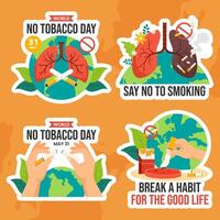 No Tobacco Day Label Flat Cartoon Hand Drawn Templates Background Illustration vector