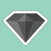 pegatina línea cortar diamante. relacionado a anillo símbolo. sencillo diseño editable. sencillo ilustración vector