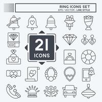 Icon Set Ring. related to Wedding symbol. line style. simple design editable. simple illustration vector