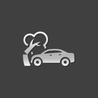 Car crash icon in metallic grey color style.Automotive accident incident vector