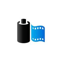 Photographic film icon in duo tone color. Photo vintage camera vector