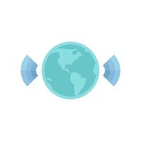 Wireless world icon in flat color style. Internet communication connection global vector