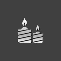 Candles icon in metallic grey color style. Light memorial fire vector