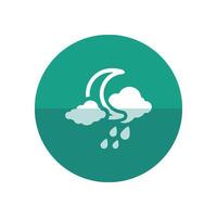 Weather overcast rainy icon in flat color circle style. Nature forecast night raining cloudy cold vector