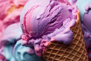 AI generated Macro texture of delicious colorful ice cream. AI generated. photo