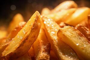 AI generated Macro texture of delicious roasted or baked potatoes, close up. AI generated. photo