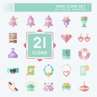 Icon Set Ring. related to Wedding symbol. flat style. simple design editable. simple illustration vector