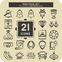 Icon Set Ring. related to Wedding symbol. hand drawn style. simple design editable. simple illustration vector