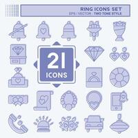 Icon Set Ring. related to Wedding symbol. two tone style. simple design editable. simple illustration vector