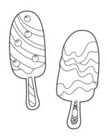 Two Iced Berry Ice Creams on a Stick coloring page vector