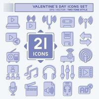 Icon Set Podcast. related to Music symbol. two tone style. simple design editable. simple illustration vector