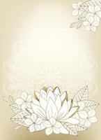 Luxurious background with gold contour lotus and mandala. Background for greeting cards, etc. vector