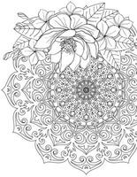 Coloring book for adults Mandala and Lotus. Vector illustration. Doodle coloring page.