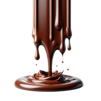 AI generated Chocolate Dripping Meltdown and Splash with Droplets. PNG Transparent Background