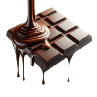 AI generated Chocolate Dripping Meltdown and Splash with Droplets. PNG Transparent Background