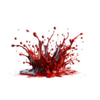 AI generated Blood Splashes with Droplets. PNG Transparent Background