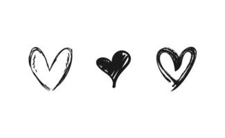 Heart shaped doodles. Hand drawn vector hearts. Valentine's Day illustration symbols.