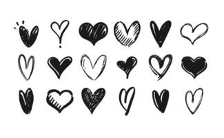 Heart shaped doodles. Hand drawn vector hearts. Valentine's Day illustration symbols.