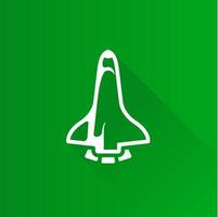 Space shuttle flat color icon long shadow vector illustration