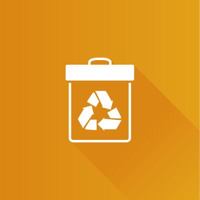 Recycle trash can flat color icon long shadow vector illustration