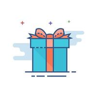 Gift box icon flat color style vector illustration