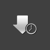 Download queue icon in metallic grey color style. Data file hosting clock vector