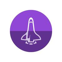 Space shuttle icon in flat color circle style. Exploration, satellite carrier, astronaut vector