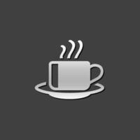 Coffee cup icon in metallic grey color style. Food beverage hot espresso vector